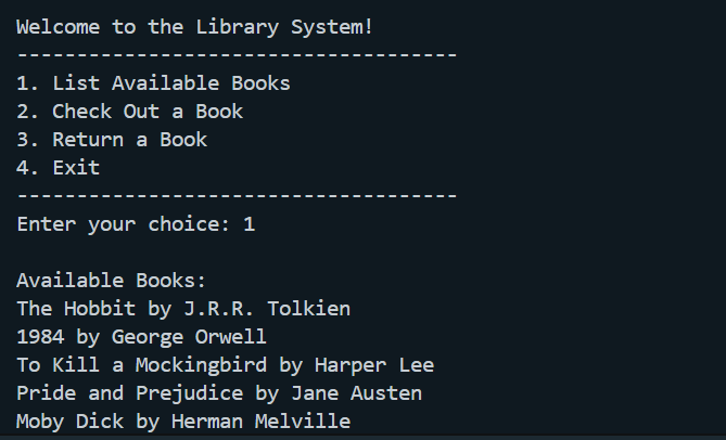 Library System Tool Screenshot