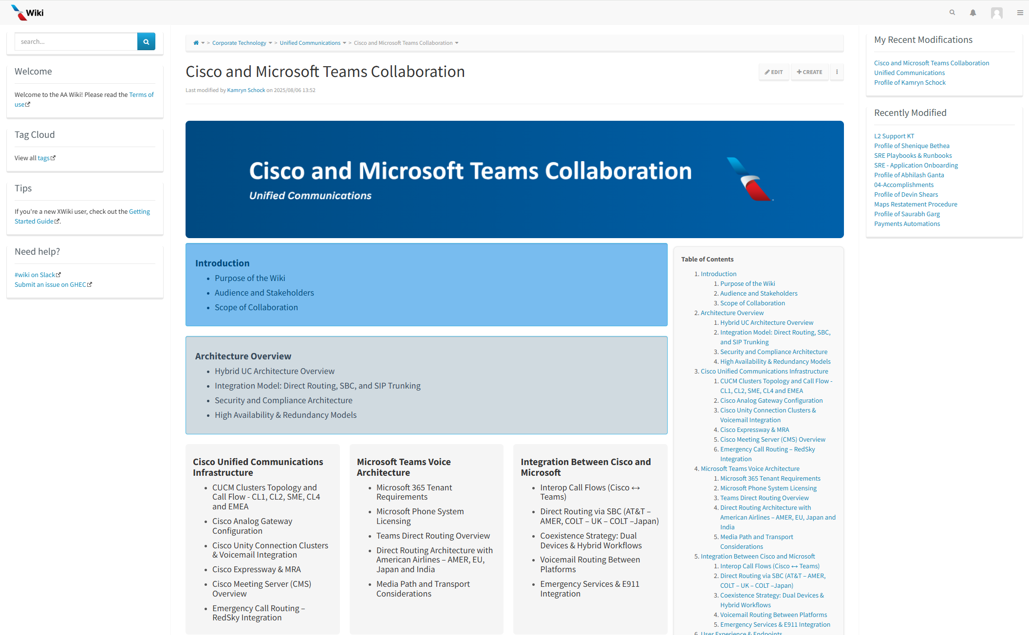 Unified Communications Wiki Screenshot